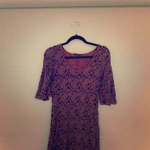 Lace detailed plum dress